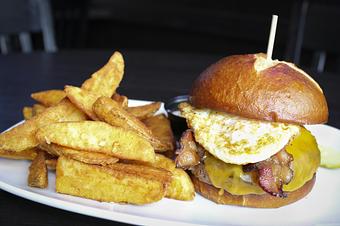 Product: Buckeye Burger with Seasoned Wedges - Pints in Elmhurst, IL American Restaurants