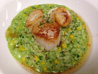 Product: Spinach Risotto and Seared Scallops - Plate By Dzintra in Bee Cave Shops at the Galleria - Austin, TX American Restaurants
