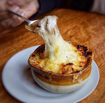 Product: Baked French Onion Soup - Port and Park Bistro in Chicago Lakeview - Chicago, IL American Restaurants
