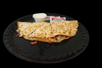 Product: Chicken Quesadilla served with your choice of sour cream or ranch as well as taco sauce. - Powerhouse Pizza in Camden, OH American Restaurants