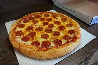 Product: Large (16") Thick Crust Pepperoni Pizza - Powerhouse Pizza in Camden, OH American Restaurants
