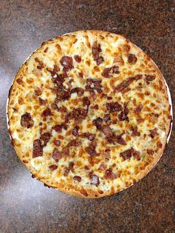 Product: 10" Thick Crust, Chicken Ranch pizza (with bacon). - Powerhouse Pizza in Camden, OH American Restaurants