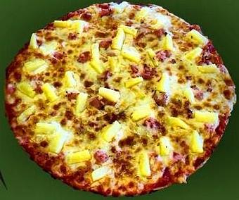 Product: Large (16") Thin Crust Ham and Pineapple (Hawaiian Pizza) - Powerhouse Pizza in Camden, OH American Restaurants