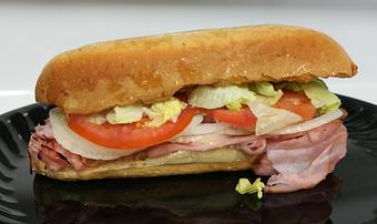 Product: 8" Ham and Cheese Sub with Lettuce, Tomato, and Onion. - Powerhouse Pizza in Camden, OH American Restaurants