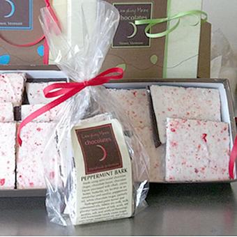 Product: Refreshing and creamy peppermint flavored white chocolate with crunchy peppermint pieces atop a layer of luscious dark chocolate. - Ribbons in Hannaford Plaza - Uxbridge, MA Shopping & Shopping Services