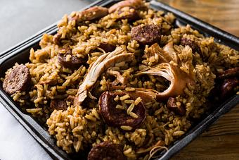 Product: Your choice of jambalaya to feed 4 people - Rice & Roux in Baton Rouge, LA American Restaurants