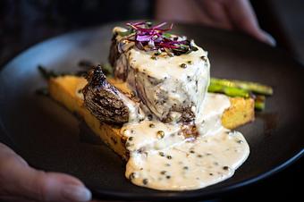 Product: Pepper Crusted Filet Mignon - River's Edge Restaurant in Grants Pass, OR American Restaurants