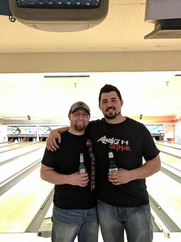 Product: Travis Bremer and Geoff Schruth are winner and runner-up in the Ron Krueger Tournament - Riverboat Lanes in Wabasha, MN Pizza Restaurant