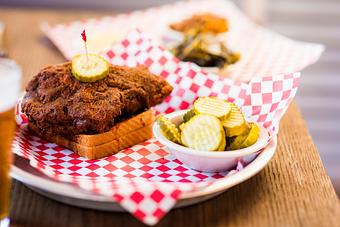Product: Hot Chicken and Pickles - Rocky’s Hot Chicken Shack in Asheville, NC American Restaurants