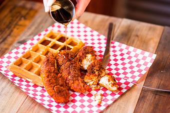 Product: Chicken and Waffles - Rocky’s Hot Chicken Shack in Asheville, NC American Restaurants