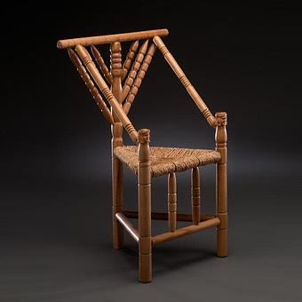 Product: Medieval 3-legged Chair based on original in Victoria & Albert Museum, London. - Ron Cook Studios in West Side - Santa Cruz, CA Misc Photographers