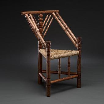 Product: Medieval 3-legged Chair based on original in Victoria & Albert Museum, London. - Ron Cook Studios in West Side - Santa Cruz, CA Misc Photographers
