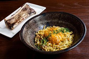 Product: temomi ramen noodle, sea urchin, roasted bone marrow, menma - Sakamai in Lower East Side - New York, NY Japanese Restaurants
