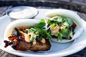 Product: Sweet Soy Braised Pork Belly Sliders - Salty's on Alki in Alki Beach, West Seattle - Seattle, WA American Restaurants