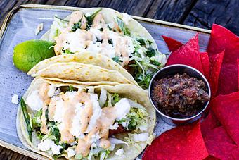 Product: Blackened Cod Tacos - Salty's on Alki in Alki Beach, West Seattle - Seattle, WA American Restaurants