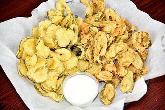 Product: half fried pickles and half fried jalapenos - Sammy's Sports Grill in Spring, TX American Restaurants