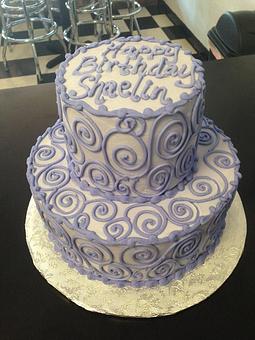 Product: Small 2 tier birthday cake in purple - Saweet Cupcakes in San Antonio, TX Dessert Restaurants