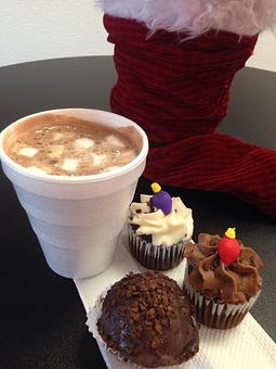 Product: Mmmmmm Good! Hot Chocolate and a delicious Cupcake! - Saweet Cupcakes in San Antonio, TX Dessert Restaurants