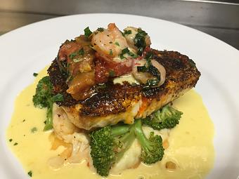 Product: horseradish blackened swordfish - Seafood Peddler in Sausalito, CA American Restaurants