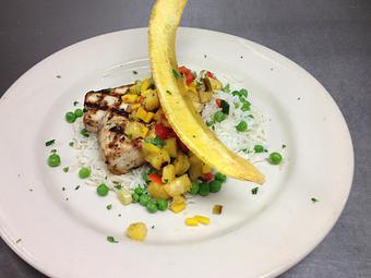 Product: Swordfish with Pineapple Pico - Sir Edmond Halley's in Myers Park - Charlotte, NC Hamburger Restaurants