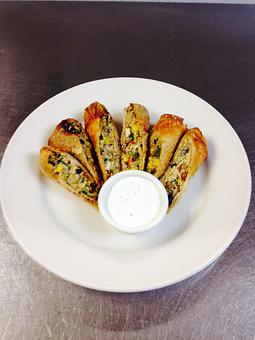 Product: Chicken & Vegetable Egg Rolls - Sir Edmond Halley's in Myers Park - Charlotte, NC Hamburger Restaurants