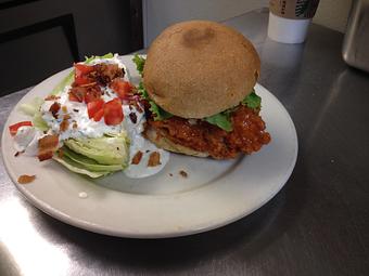 Product: Buffalo Chicken Sandwich - Sir Edmond Halley's in Myers Park - Charlotte, NC Hamburger Restaurants