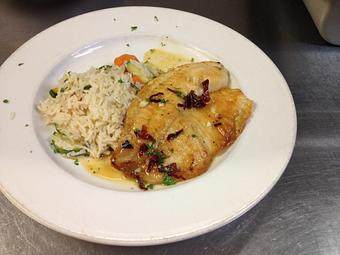 Product: Tilapia with chili buerre blanc - Sir Edmond Halley's in Myers Park - Charlotte, NC Hamburger Restaurants