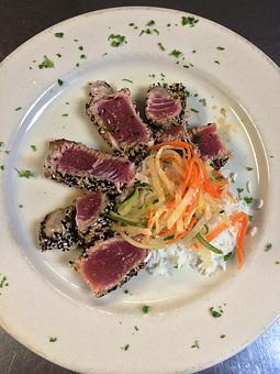 Product: Seared Sushi Grade Ahi Tuna - Sir Edmond Halley's in Myers Park - Charlotte, NC Hamburger Restaurants