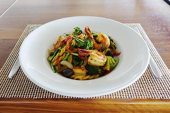 Product: Thai-Inspired Shrimp & Vegetable Pasta - SKY Waikiki in Honolulu, HI Bars & Grills