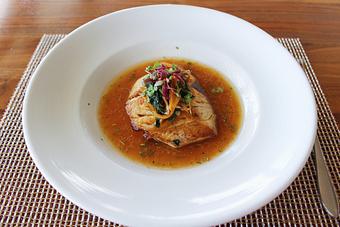 Product: Kona Kanpachi with Tomato Dashi - SKY Waikiki in Honolulu, HI Bars & Grills