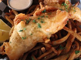 Product: fried cod fish, fries, tartar sauce - SKYBOKX 109 Sports Bar & Grill in Across from the Natick Mall - Natick, MA American Restaurants