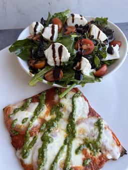 Product: Caprese Salad paired with Margherita Flatbread - Slate Bistro and Bar in Gilbert, AZ American Restaurants