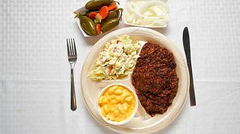 Product: Chopped Plate with Mac and Cheese and Potato Salad - Smokey Mo’s BBQ in New Braunfels, TX Barbecue Restaurants
