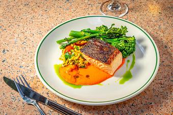 Product: Grilled King Salmon | Soho Diner - Soho Diner in SoHo, NY - New York, NY Diner Restaurants