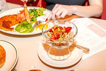Product: Overnight Oats with strawberry, pistachio and basil - Soho Diner in SoHo, NY - New York, NY Diner Restaurants