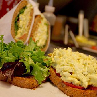 Product: We believe he jumped, so we could make the most delicious "Humpty Dumpty" egg salad sandwich. - Spread in Downtown Campbell - San Jose, CA American Restaurants