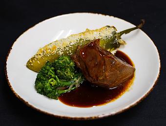 Product: Braised Boneless Short Rib
BBQ spiced jus lié, chili potato relleno and sautéed broccolini - Stables Ranch Grille - Restaurant-Reservations in Tubac, AZ American Restaurants