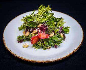 Product: Beet Berry
Mesclun greens, braised beets, strawberries, Marcona almonds, Crow’s Dairy goat cheese, prickly pear-poppy seed vinaigrette - Stables Ranch Grille - Restaurant-Reservations in Tubac, AZ American Restaurants