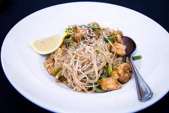 Product: Vegan Stir Fry (Noodles, green beans, bean sprouts, tofu and sesame seeds) - Station 16 in Sacramento, CA Bars & Grills