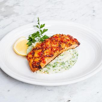 Product: Loch Duart Salmon, sweet chili glaze, herb mashed potatoes- - Summer House Santa Monica in Lincoln Park - Chicago, IL American Restaurants