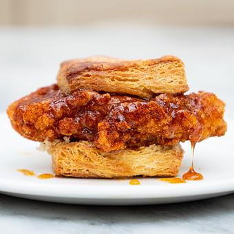Product: Crispy Chicken Biscuit with Wisconsin butter and spicy honey - Summer House Santa Monica in Lincoln Park - Chicago, IL American Restaurants