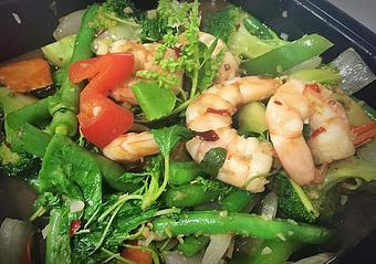 Product: Hot Basil with Shrimp - Supannee House of Thai in San Diego, CA Seafood Restaurants