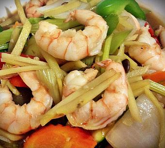 Product: Young Ginger with Shrimp - Supannee House of Thai in San Diego, CA Seafood Restaurants