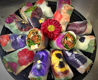 Product: Summer Rolls with Tofu, Shrimp and Edible Flowers - Supannee House of Thai in San Diego, CA Seafood Restaurants