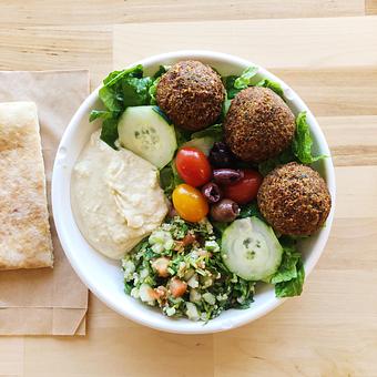 Product: This is the Falafel Bowl. Nourish Bowl options are different each day. Find the daily food option by calling us at 417.781.0909 or by checking our social media pages. - Suzanne's Natural Foods - P. in Joplin, MO Organic Restaurants