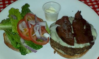 Product: T-Burger with Bacon! - T-Bird Cafe in Peeples Valley, AZ Pizza Restaurant