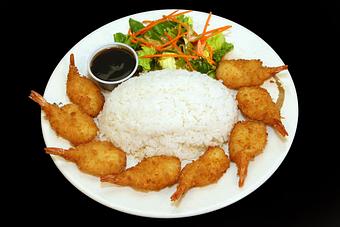 Product: Fried Prawns Plate - Teriyaki Bento in Right Behind 7Eleven,  Same Mall with Padington's Pizza - Salem, OR Japanese Restaurants