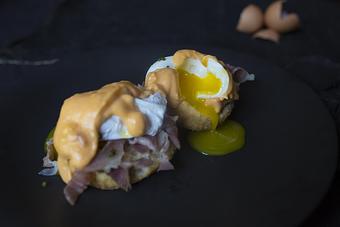 Product: country ham, pimento cheese gravy - The Asbury in Uptown Charlotte - Charlotte, NC American Restaurants
