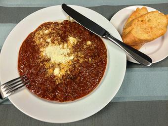 Product: Spaghetti & Meat Sauce - The Caboose Restaurant in Located in Beautiful Downtown McComb - McComb, MS Cajun & Creole Restaurant