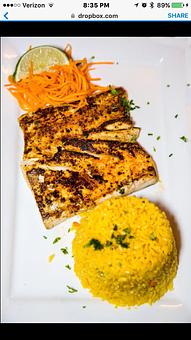 Product: Grilled Mahi Mahi and Yellow Rice - The Fish House in Miami, FL Seafood Restaurants